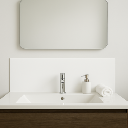 Crédence ﻿blanche sur mesure pour salle de bain