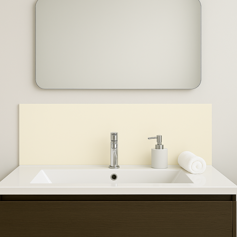 Crédence blanc cassé sur mesure pour salle de bain Crédence blanc cassé sur mesure pour salle de bain