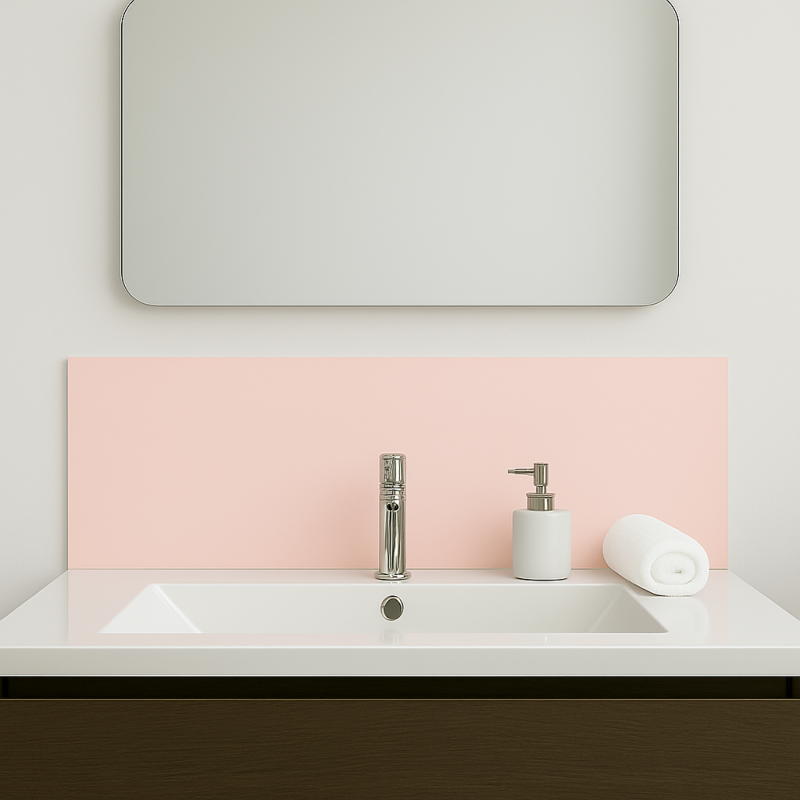 Crédence blanc coquille d'oeuf sur mesure pour salle de bain Crédence blanc coquille d'oeuf sur mesure pour salle de bain