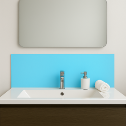 Crédence bleu ciel sur mesure pour salle de bain