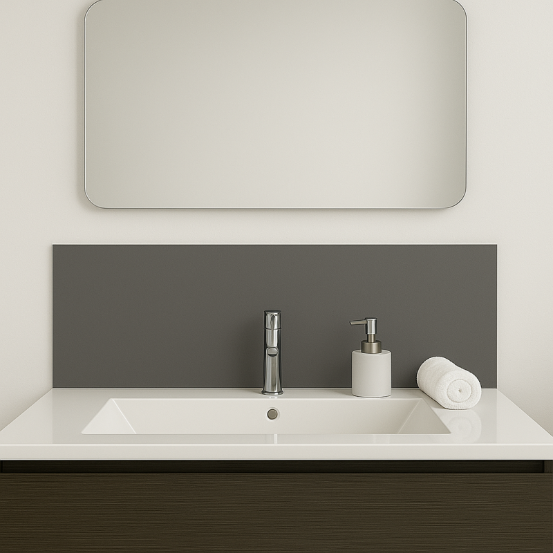 Crédence grise sur mesure pour salle de bain Crédence grise sur mesure pour salle de bain
