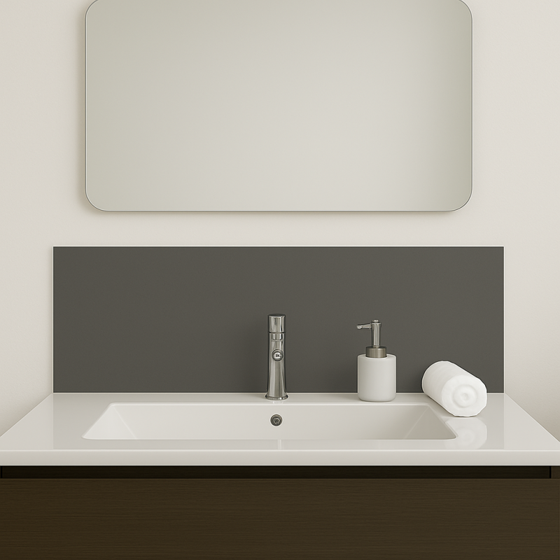 Crédence gris argent sur mesure pour salle de bain Crédence gris argent sur mesure pour salle de bain