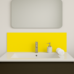 Crédence ﻿jaune sur mesure pour salle de bain