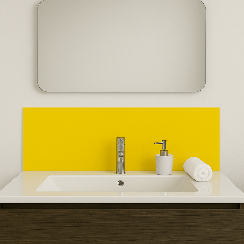 Crédence jaune banane sur mesure pour salle de bain Crédence jaune banane sur mesure pour salle de bain