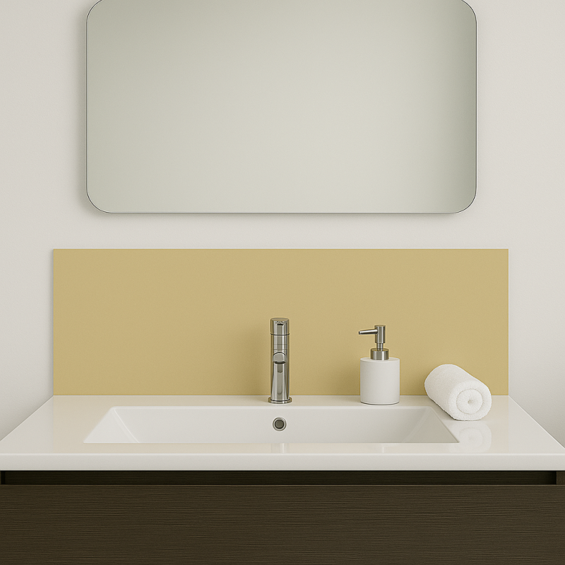 Crédence beige sur mesure pour salle de bain Crédence beige sur mesure pour salle de bain