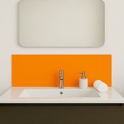 Crédence orange sur mesure pour salle de bain