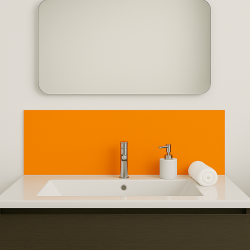 Crédence orange abricot sur mesure pour salle de bain