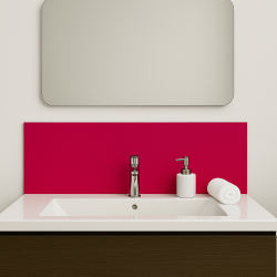 Crédence rose framboise sur mesure pour salle de bain