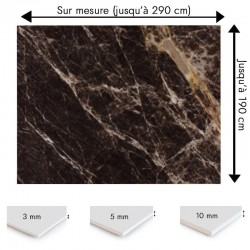 Crédence effet marbre marron foncé sur mesure salle de bain