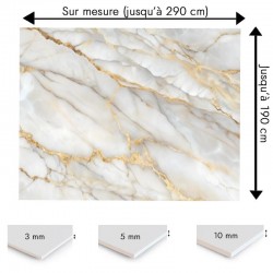 Crédence effet marbre gris et ocre sur mesure salle de bain