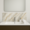 Crédence effet marbre gris et ocre sur mesure salle de bain