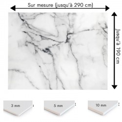 Crédence effet marbre blanc et gris sur mesure salle de bain