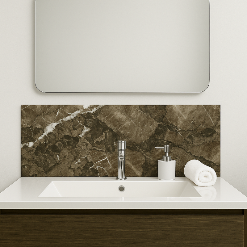 Crédence effet marbre et pierre naturelle sur mesure salle de bain Crédence effet marbre et pierre naturelle sur mesure salle de bain