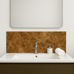 Crédence effet marbre ocre naturelle sur mesure salle de bain
