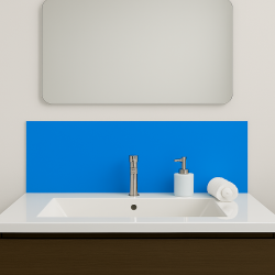 Crédence bleu roi sur mesure pour salle de bain