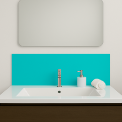 Crédence bleu turquoise sur mesure pour salle de bain
