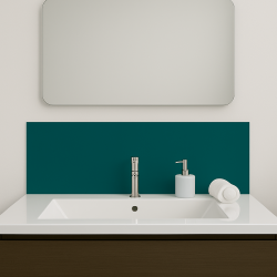 Crédence bleu vert sur mesure pour salle de bain