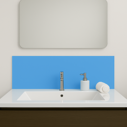 Crédence bleu clair sur mesure pour salle de bain
