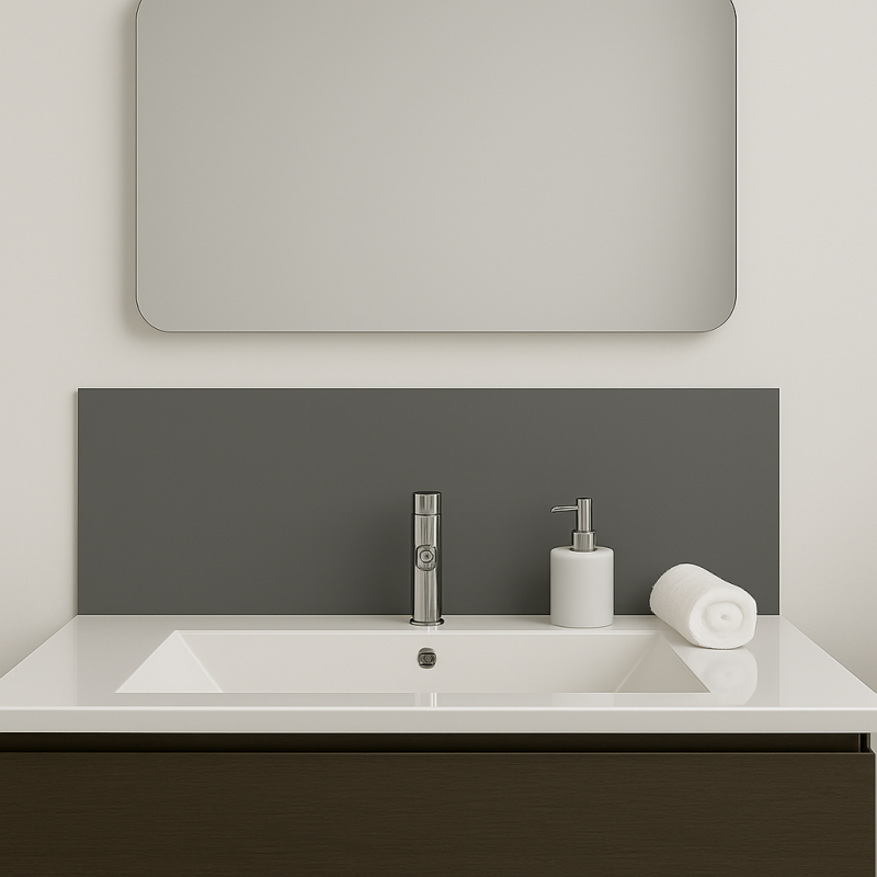 Crédence gris souris sur mesure pour salle de bain Crédence gris souris sur mesure pour salle de bain