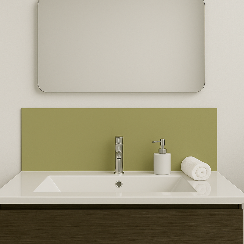 Crédence gris mastic sur mesure pour salle de bain Crédence gris mastic sur mesure pour salle de bain