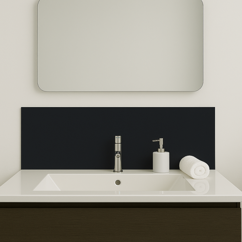 Crédence gris foncé sur mesure pour salle de bain Crédence gris foncé sur mesure pour salle de bain