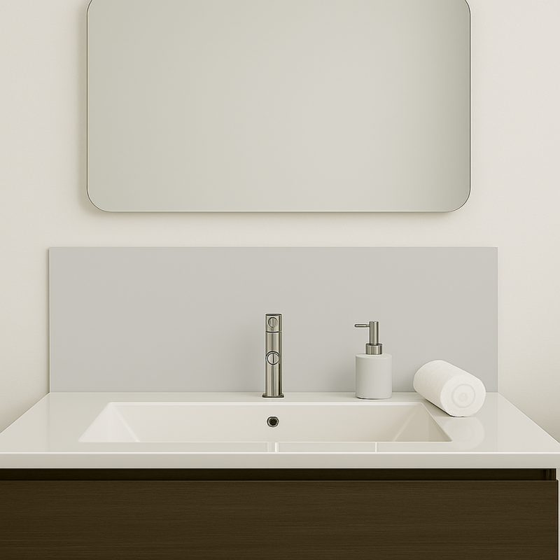 Crédence gris acier sur mesure pour salle de bain Crédence gris acier sur mesure pour salle de bain