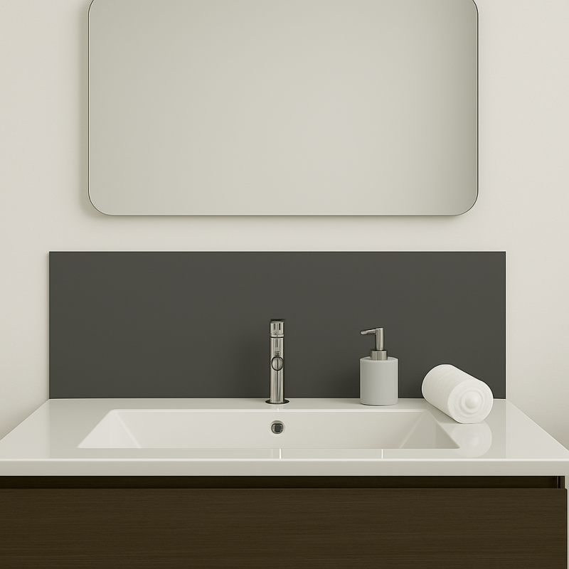 Crédence gris plomb sur mesure pour salle de bain Crédence gris plomb sur mesure pour salle de bain