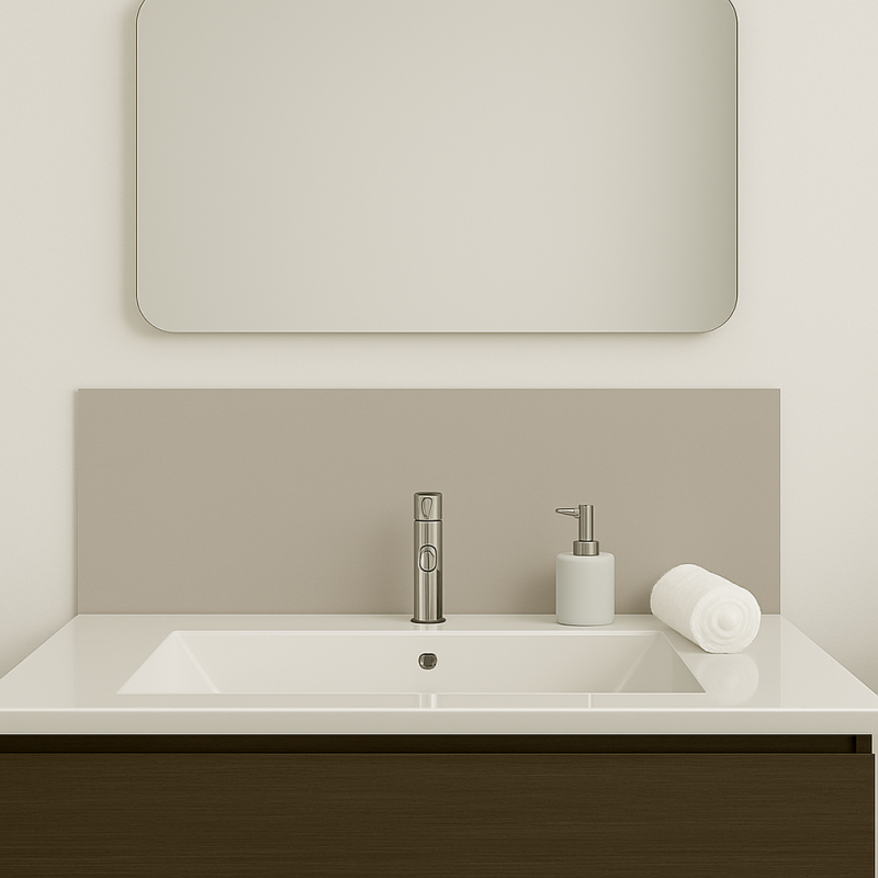 Crédence gris urbain sur mesure pour salle de bain Crédence gris urbain sur mesure pour salle de bain