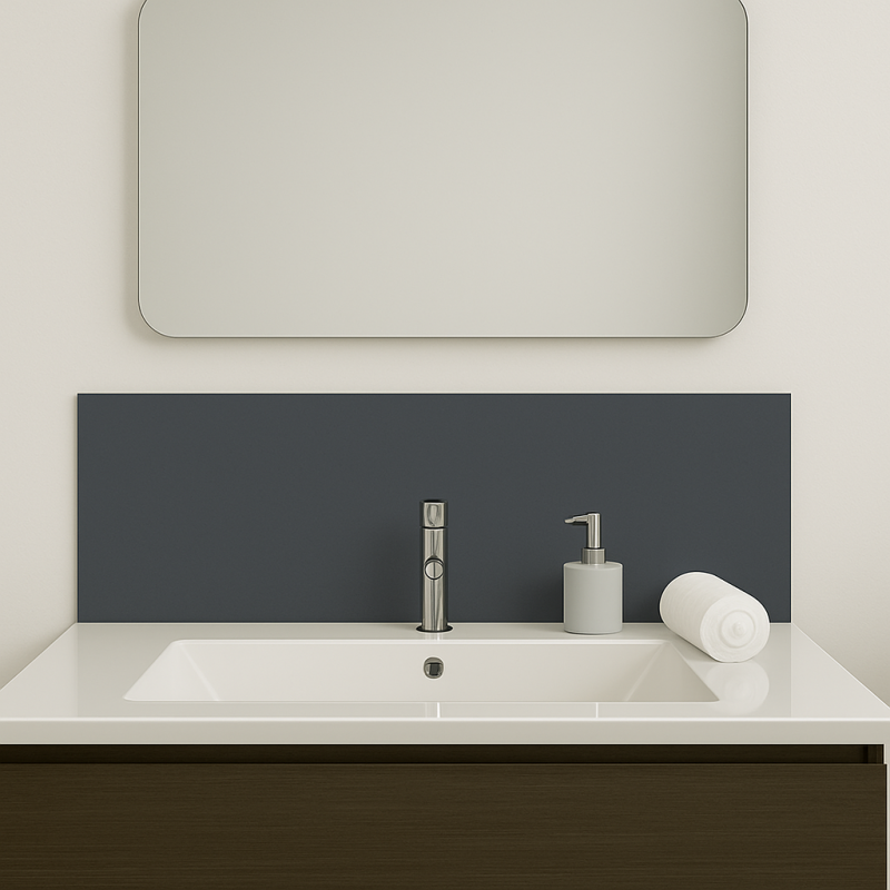 Crédence gris charbon sur mesure pour salle de bain Crédence gris charbon sur mesure pour salle de bain