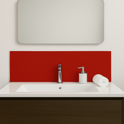 Crédence rouge carmin sur mesure pour salle de bain