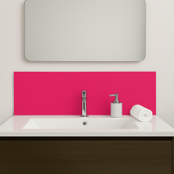 Crédence rouge cerise sur mesure pour salle de bain