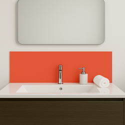 Crédence rouge clair sur mesure pour salle de bain