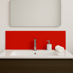 Crédence rouge brique sur mesure pour salle de bain